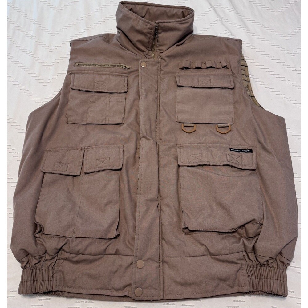 Renegade Fishing Tactical Vest Tan Multi-Pocket Utility Gorpcore Vintage Y2K